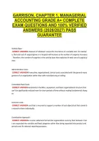 Garrison&comma; Chapter 1&comma; Managerial &NewLine;Accounting Grade A&plus; Complete &NewLine;Exam Questions And 100&percnt; Verified &NewLine;Answers &lpar;2026&sol;2027&rpar; Pass &NewLine;Guarantee