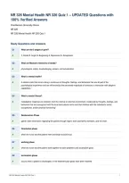 NR 326 Mental Health NR 326 Quiz 1 &ndash; UPDATED Questions with&NewLine;100&percnt; Verified Answers&NewLine;