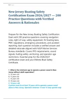 New Jersey Boating Safety &NewLine;Certification Exam 2026&sol;2027 &mdash; 200 &NewLine;Practice Questions with Verified &NewLine;Answers & Rationales
