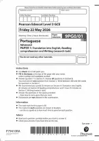 Edexcel A Level Portuguese Paper 1&colon; Translation into English&comma; Reading comprehension and Writing &lpar;research task&rpar; 2026