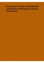 Philosophy 101 Week 4 Quiz 2026&lowbar;2027 &ndash; Empiricists & Philosophy of Science Exam Review