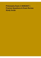 Philosophy Exam 2 2026&lowbar;2027 &ndash; Practice Questions & Exam Review Study Guide