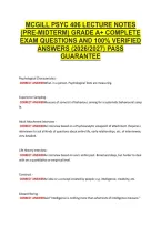 Mcgill Psyc 406 Lecture Notes &NewLine;&lpar;Pre-Midterm&rpar; Grade A&plus; Complete &NewLine;Exam Questions And 100&percnt; Verified &NewLine;Answers &lpar;2026&sol;2027&rpar; Pass &NewLine;Guarantee 