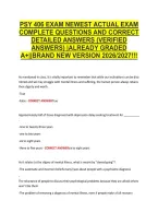 Psy 406 Exam Newest Actual Exam &NewLine;Complete Questions And Correct &NewLine;Detailed Answers &lpar;Verified &NewLine;Answers&rpar; &vert;Already Graded &NewLine;A&plus;&vert;&vert;Brand New Version 2026&sol;2027&excl;&excl;&excl; 