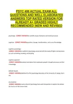 Psyc 406 Actual Exam All &NewLine;Questions And Well Elaborated &NewLine;Answers Top Rated Version For &NewLine;Already A&plus; Graded Highly &NewLine;Recommended &vert;New And Revised 