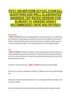 Psyc 406 Midterm Actual Exam All &NewLine;Questions And Well Elaborated &NewLine;Answers Top Rated Version For &NewLine;Already A&plus; Graded Highly &NewLine;Recommended &vert;New And Revised