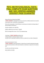 Psyc 406 Psychological Tests - &NewLine;Final Complete Exam Questions &NewLine;And 100&percnt; Verified Answers &NewLine;&lpar;2026&sol;2027&rpar; Pass Guarantee