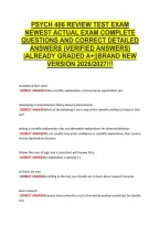 Psych 406 Review Test Exam &NewLine;Newest Actual Exam Complete &NewLine;Questions And Correct Detailed &NewLine;Answers &lpar;Verified Answers&rpar; &NewLine;&vert;Already Graded A&plus;&vert;&vert;Brand New &NewLine;Version 2026&sol;2027&excl;&excl;&excl; 