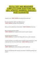 Psych Test And Measures  &NewLine;Complete Exam Questions And &NewLine;100&percnt; Verified Answers &lpar;2026&sol;2027&rpar; &NewLine;Pass Guarantee