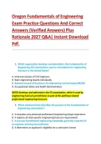 Oregon Fundamentals of Engineering &NewLine;Exam Practice Questions And Correct &NewLine;Answers &lpar;Verified Answers&rpar; Plus &NewLine;Rationale 2027 Q&A&vert; Instant Download &NewLine;Pdf&period;  