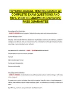 Psychological Testing Grade A&plus; &NewLine;Complete Exam Questions And &NewLine;100&percnt; Verified Answers &lpar;2026&sol;2027&rpar; &NewLine;Pass Guarantee 