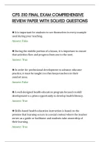Cps 510 Final Exam Comprehensive&NewLine;Review Paper With Solved Questions