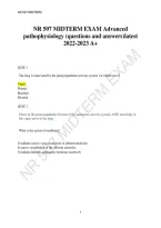 NR507 Midterm Exam Advanced Pathophysiology Questions and Answers PDF &vert; Study Guide