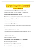 NZ Nursing Council&colon; Roles&comma; Competence &&NewLine;Code of Conduct Questions with Verified&NewLine;Correct Answers