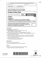 Edexcel A Level Urdu Paper 1&colon; Translation into English&comma; Reading 2026