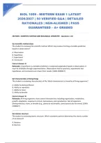 Biol 1009 - Midterm Exam 1 Latest 2026&sol;2027 &vert; 50 Verified Q&A &vert; Detailed Rationales &vert; Ngn-Aligned &vert; Pass Guaranteed &ndash; A&plus; Graded