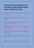 150 Dmv Exam 2026 Update Questions&NewLine;And Correct Verified Answers Already&NewLine;Grade A&plus; &lpar;Brand New Vision&rpar;