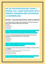 Nr 283 Pathophysiology Exam 2 Review&colon; 250&plus; Exam Questions With Correct Answers And Rationales &vert; &lpar;Chamberlain&rpar;