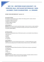 Bio 152 - Midterm Exam 2026&sol;2027 &vert; 50 Verified Q&A &vert; Detailed Rationales &vert; Ngn-Aligned &vert; Pass Guaranteed &ndash; A&plus; Graded
