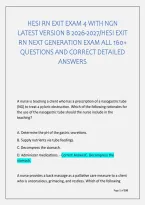 Hesi Rn Exit Exam 4 With Ngn &NewLine;Latest Version B 2026-2027&sol;Hesi Exit &NewLine;Rn Next Generation Exam All 160&plus; &NewLine;Questions And Correct Detailed &NewLine;Answers 