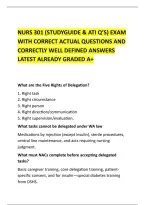 Nurs 301 &lpar;Studyguide & Ati Q&rsquo;s&rpar; Exam &NewLine;With Correct Actual Questions And &NewLine;Correctly Well Defined Answers &NewLine;Latest Already Graded A&plus; 