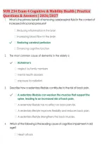 NUR 234 Exam 4 Cognitive & Mobility Health &vert; Practice &NewLine;Questions & Answers &vert; 2026&sol;2027