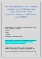 HESI Pathophysiology 2026-2027 Test Bank &NewLine;Actual Exam 2026 &vert; All Questions and &NewLine;Correct Answers with Detailed &NewLine;Explanations &vert; Graded A&plus; &vert; Verified Answers &NewLine;&vert; Just Released