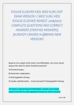 Evolve Elsevier Hesi Med Surg Exit &NewLine;Exam Version 1 &sol; Med Surg Hesi &NewLine;Evolve Elsevier Newest 2026&sol;2027 &NewLine;Complete Questions And Correct &NewLine;Answers &lpar;Verified Answers&rpar; &NewLine;&vert;Already Graded A&plus;&vert;&vert;Brand New &NewLine;Version&excl;&excl; 