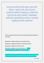 Evolve Elsevier Hesi Med Surg Exit &NewLine;Exam 1 &sol; Med Surg Hesi Evolve &NewLine;Elsevier Newest 2026&sol;2027 Complete &NewLine;Questions And Correct Answers &NewLine;&lpar;Verified Answers&rpar; &vert;Already Graded &NewLine;A&plus;&vert;&vert;Brand New Version&excl;&excl;