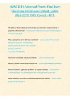 NURS 5334 Advanced Pharmacology Final Exam Questions and Answers 2026&sol;2027 &vert; UTA Latest Update &vert; Complete Exam Prep Study Guide
