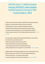 NUR 201 Exam 3 Medical-Surgical Nursing Questions and Answers 2026&sol;2027 &vert; WCU Latest Update &vert; Complete Exam Prep Study Guide