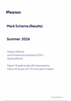 Edexcel AS Level History Paper 1&colon; Breadth study with interpretations Option 1E&colon; Russia&comma; 1917-91&colon; from Lenin to Yeltsin Mark Scheme 2026