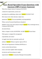 Navy Retail Specialist Exam 2026&sol;2027 &vert; Practice Questions&comma; Answers & Study Guide for Certification Preparation&NewLine;&NewLine;