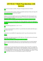 ATI TEAS 7 Math Exam 2026&sol;2027 &vert; Math Practice Questions&comma; Answers & Complete Test Preparation Study Guide&NewLine;