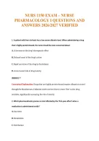 Nurs 1150 Exam &ndash; Nurse&NewLine;Pharmacology I Questions And&NewLine;Answers 2026&sol;2027 Verified