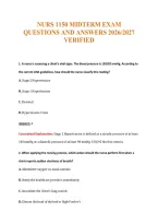 Nurs 1150 Midterm Exam&NewLine;Questions And Answers 2026&sol;2027&NewLine;Verified