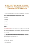 Nurse Pharmacology Ii - Exam 1&NewLine;&lpar;Nclex Ngn Prep&rpar; Questions And&NewLine;Answers 2026&sol;2027 Verified