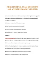 Nurs 1150 Final Exam Questions&NewLine;And Answers 2026&sol;2027 Verified