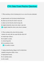 CNA State Exam 2026&sol;2027 &vert; Certified Nursing Assistant Practice Questions&comma; Verified Answers & Certification Study Guide
