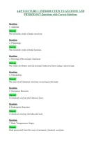 A&P 1 LECTURE 1&colon; INTRODUCTION TO ANATOMY AND&NewLine;PHYSIOLOGY Questions with Correct Solutions