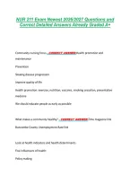 NUR 211 Exam Newest 2026&sol;2027 Questions and &NewLine;Correct Detailed Answers Already Graded A&plus; 