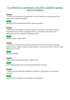 ACQ 1300 EXAM 1&colon; TECHNOLOGY SECURITY OVERVIEW Questions&NewLine;with Correct Solutions