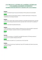 Acq 1300 Exam 3&colon; Control Of Classified&comma; Controlled&NewLine;Unclassified And Foreig Government&NewLine;Information&sol;Technology Questions With Correct Solutions