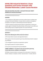 MANA 366 Industrial Relations &vert; Exam Questions and Correct Answers with Detailed Rationales &vert; Latest Course Revision