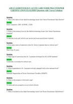 Adult-Gerontology Acute Care Nurse Practitioner&NewLine;Certification Exam Prep Questions With Correct Solutions