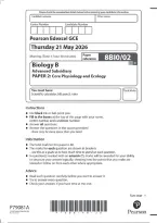 Pearson Edexcel AS Biology B 8BI0&sol;02 Paper 2 &ndash; Core Physiology and Ecology QP & MS Merged June 2026