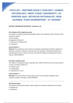 Phys 261 - Midterm Exam 2 2026&sol;2027 &vert; Human Physiology &vert; West Coast University &vert; 50 Verified Q&A &vert; Detailed Rationales &vert; Ngn-Aligned &vert; Pass Guaranteed &ndash; A&plus; Graded