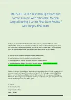 MEDSURG NCLEX Test Bank Questions and &NewLine;correct answers with rationales &vert; Medical &NewLine;Surgical Nursing II Latest Final Exam Review &sol; &NewLine;Med Surge 2 final exam 