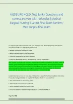 MEDSURG NCLEX Test Bank 1 Questions and &NewLine;correct answers with rationales &vert; Medical &NewLine;Surgical Nursing II Latest Final Exam Review &sol; &NewLine;Med Surge 2 final exam 