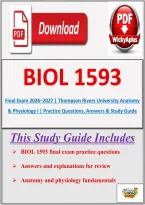 BIOL 1593 Final Exam 2026&ndash;2027 &vert; Thompson Rivers University Anatomy & Physiology I &vert; Practice Questions&comma; Answers & Study Guide